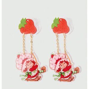 Vintage-Inspired Strawberry Shortcake Dangle Earrings – Cute Retro Strawberry